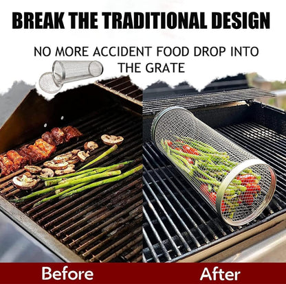 Grill Basket Perforated Stainless Steel Set of 2