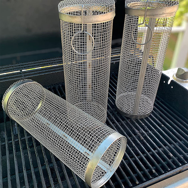 Grill Basket Perforated Stainless Steel Set of 2