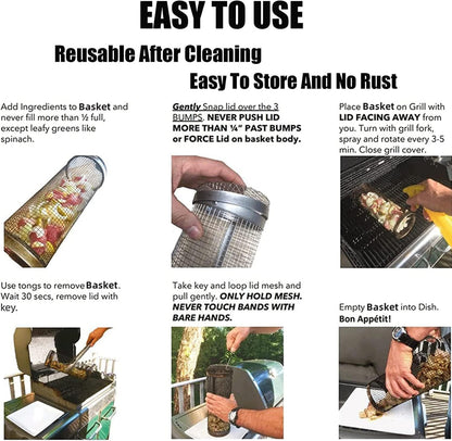 Grill Basket Perforated Stainless Steel Set of 2