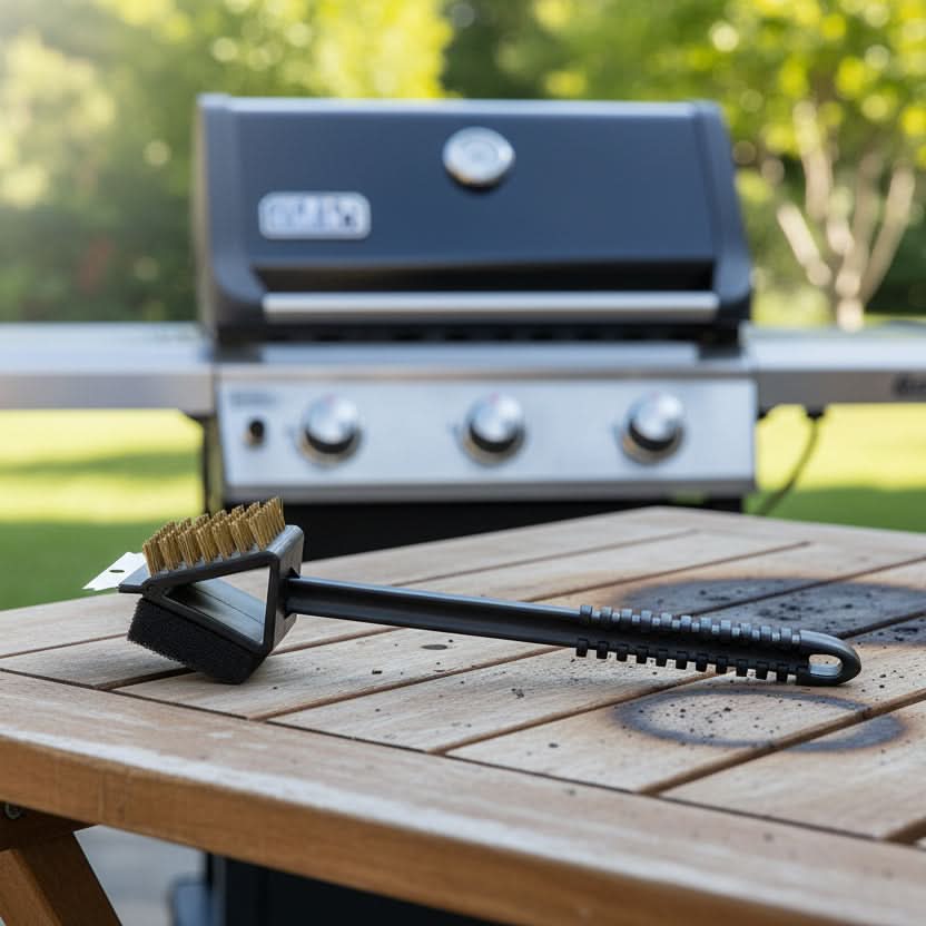 Grill Brush 3-In-1 Copper Bristles Durable Design