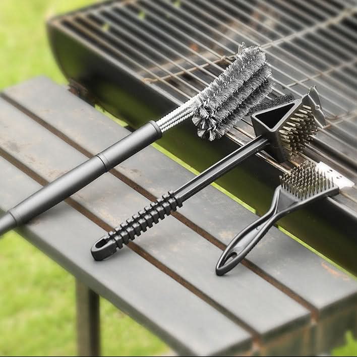 Grill Brush Set Heavy-Duty Heat-Resistant Handle