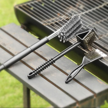 Grill Brush Set Heavy-Duty Heat-Resistant Handle