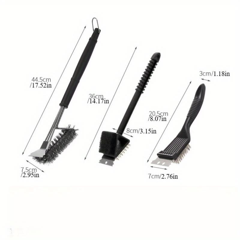 Grill Brush Set Heavy-Duty Heat-Resistant Handle