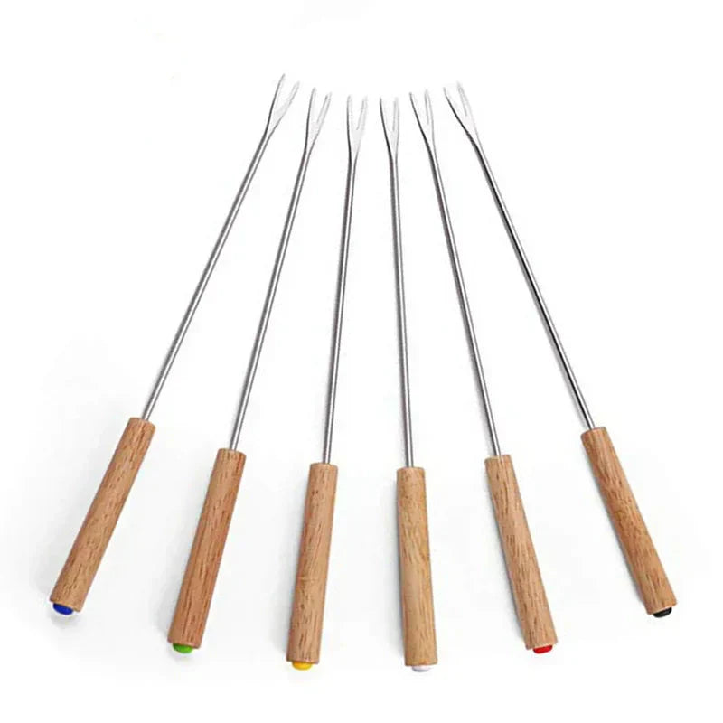 Grill Forks Stainless Steel Prongs & Wooden Handles