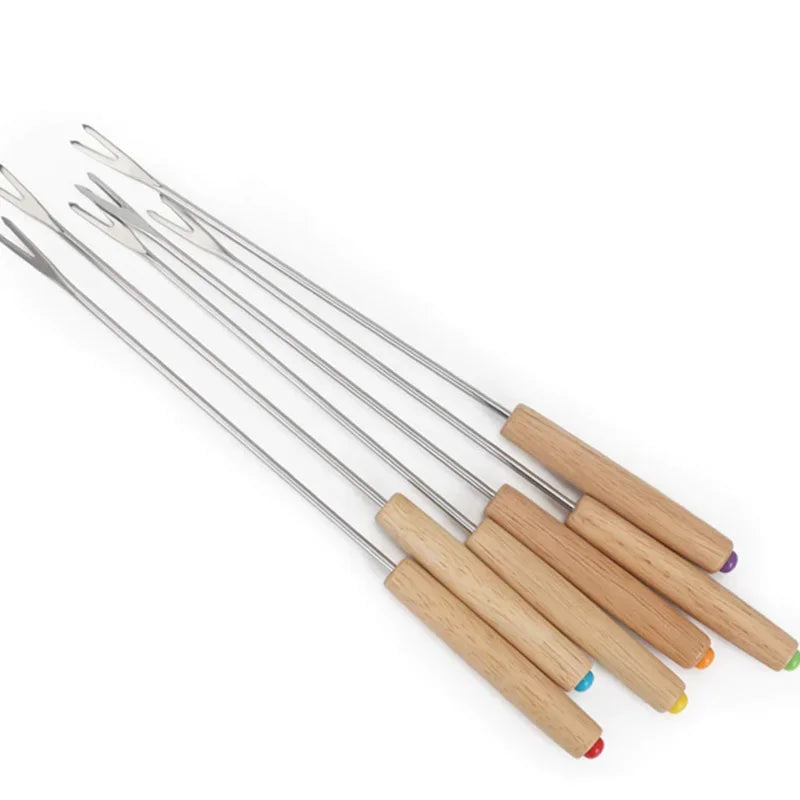 Grill Forks Stainless Steel Prongs & Wooden Handles