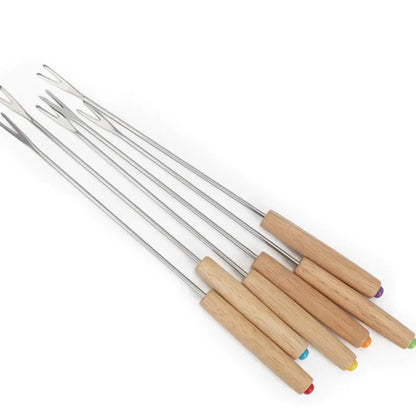 Grill Forks Stainless Steel Prongs & Wooden Handles