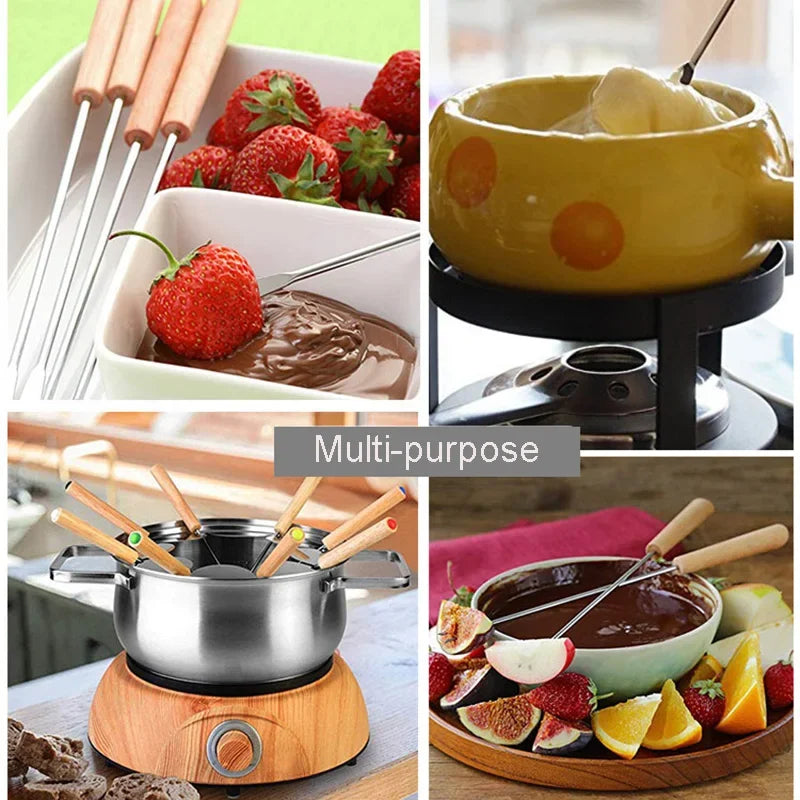 Grill Forks Stainless Steel Prongs & Wooden Handles