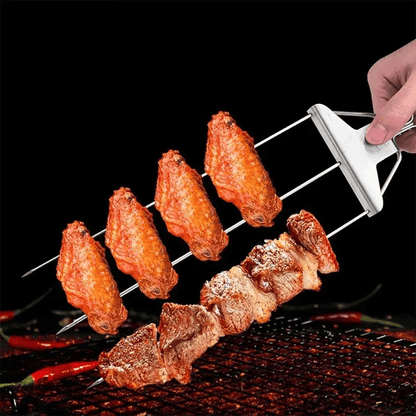 Grill Skewer Set Double-Pronged Stainless Steel 3-Piece