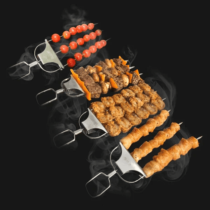 Grill Skewer Set Double-Pronged Stainless Steel 3-Piece