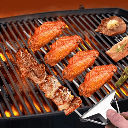 Grill Skewer Set Double-Pronged Stainless Steel 3-Piece