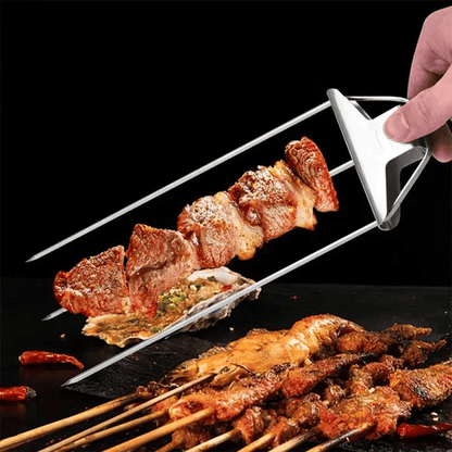 Grill Skewer Set Double-Pronged Stainless Steel 3-Piece