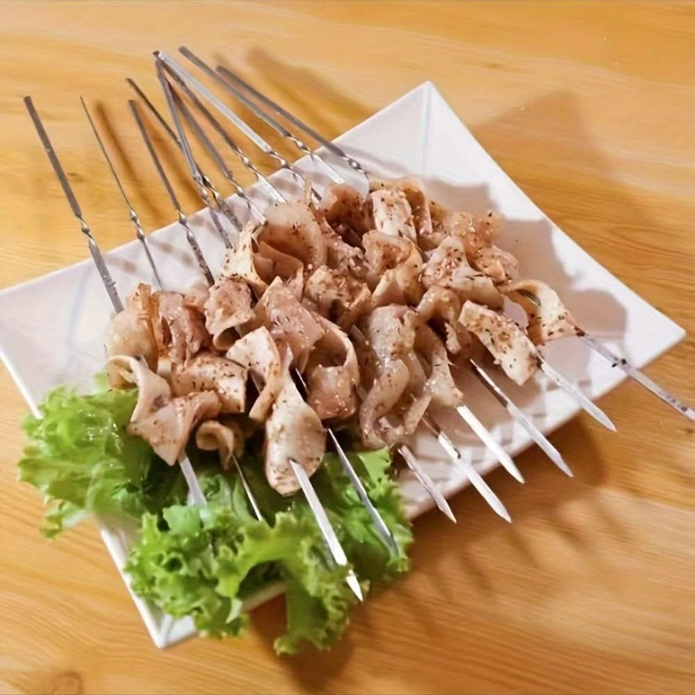Grill Skewer Set Stainless Steel Protective Storage Tube Set of 20