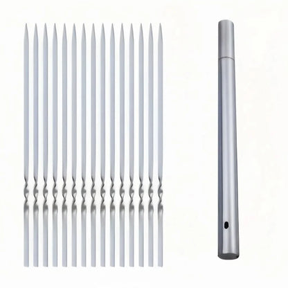Grill Skewer Set Stainless Steel Protective Storage Tube Set of 20