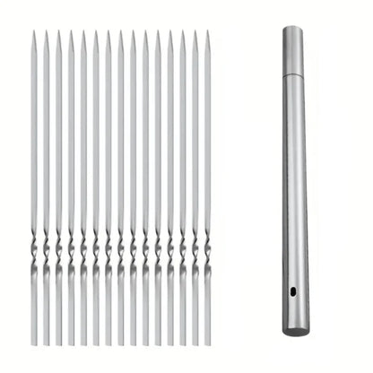 Grill Skewer Set Stainless Steel Protective Storage Tube Set of 20