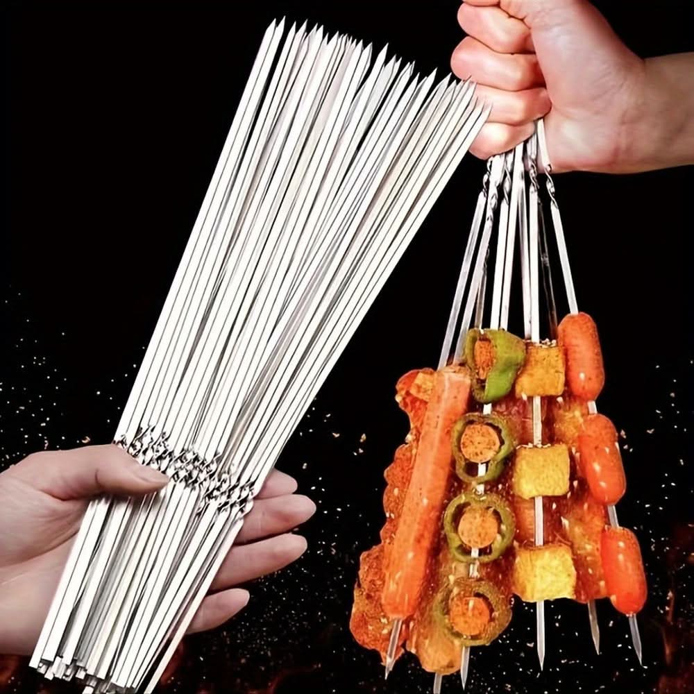 Grill Skewer Set Stainless Steel Protective Storage Tube Set of 20