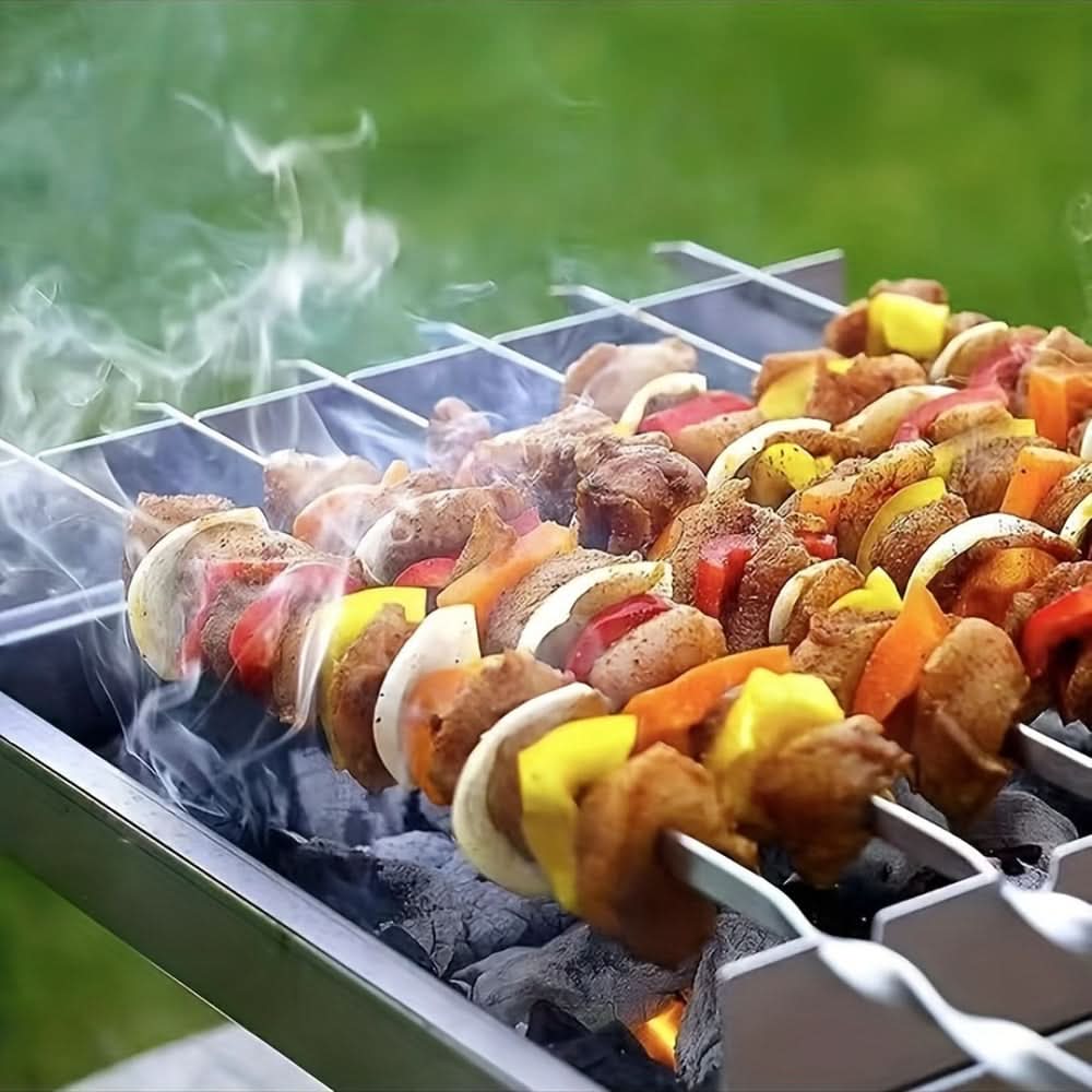 Grill Skewer Set Stainless Steel Protective Storage Tube Set of 20