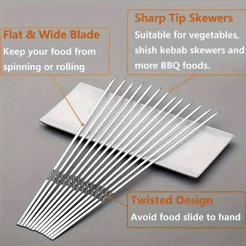 Grill Skewer Set Stainless Steel Protective Storage Tube Set of 20