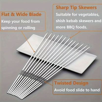 Grill Skewer Set Stainless Steel Protective Storage Tube Set of 20