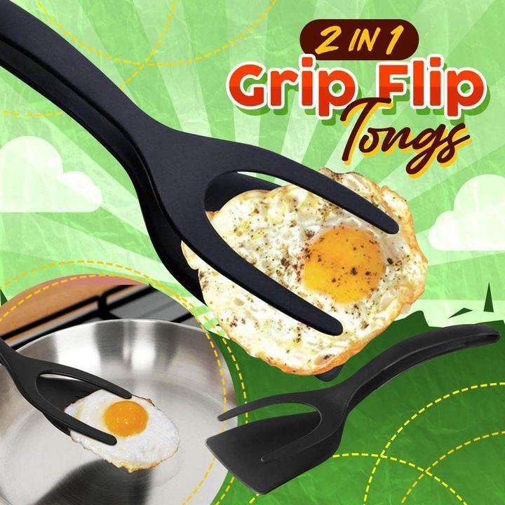 Grill Tongs 2-in-1 Silicone Non-Scratch Heat-Resistant