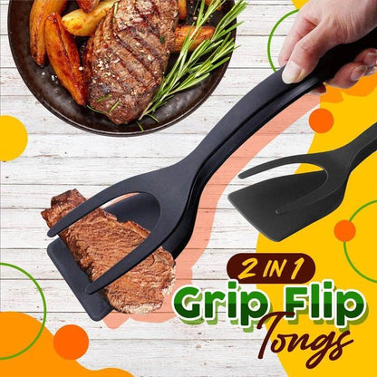 Grill Tongs 2-in-1 Silicone Non-Scratch Heat-Resistant