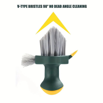 Grout Cleaning Brush 4-in-1 V-Shaped Bristles Non-Slip Handle