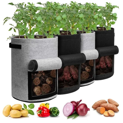 Grow Bag Breathable Non-Woven Fabric Harvest Window & Reinforced Handles
