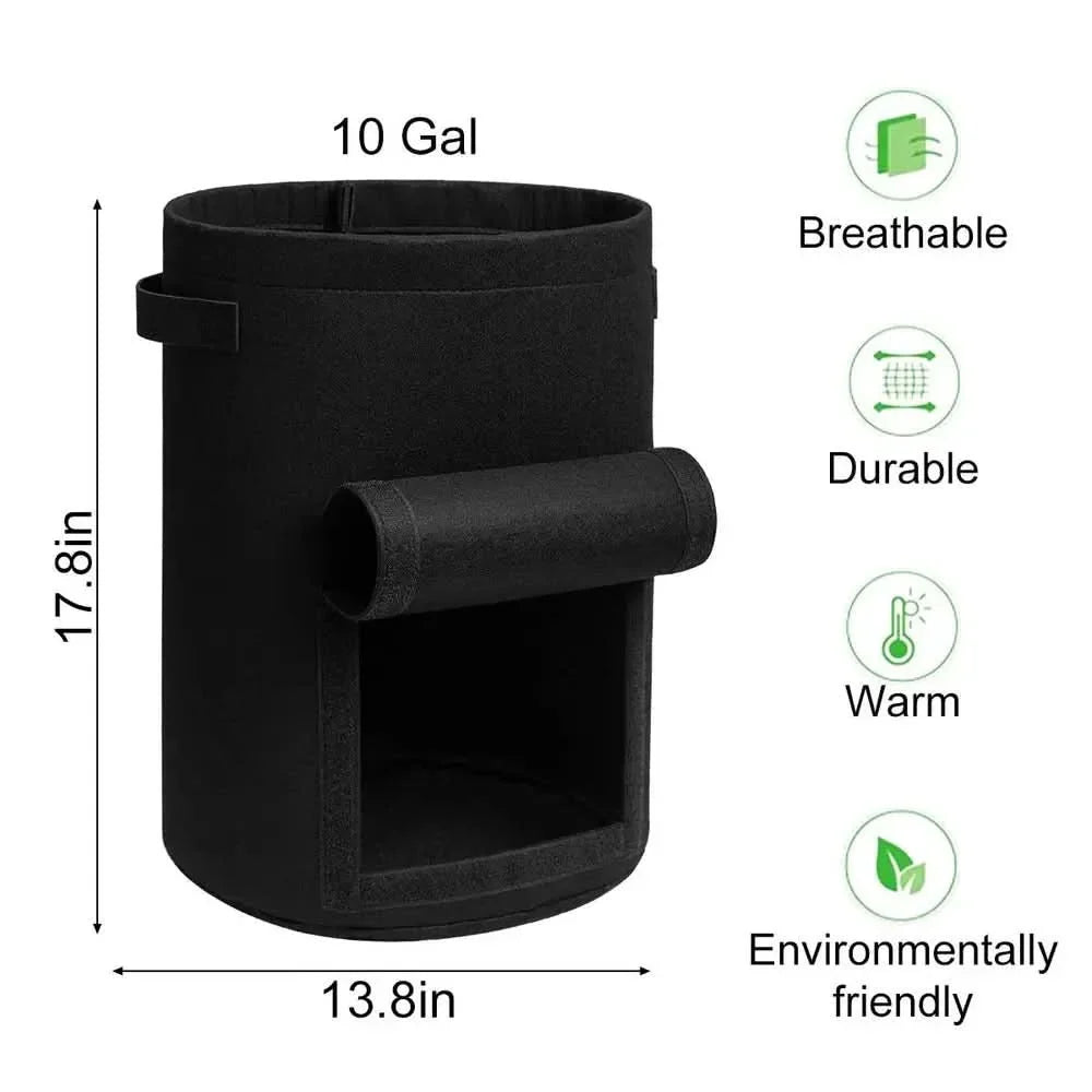 Grow Bag Breathable Non-Woven Fabric Harvest Window & Reinforced Handles