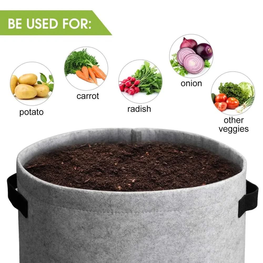 Grow Bag Breathable Non-Woven Fabric Harvest Window & Reinforced Handles