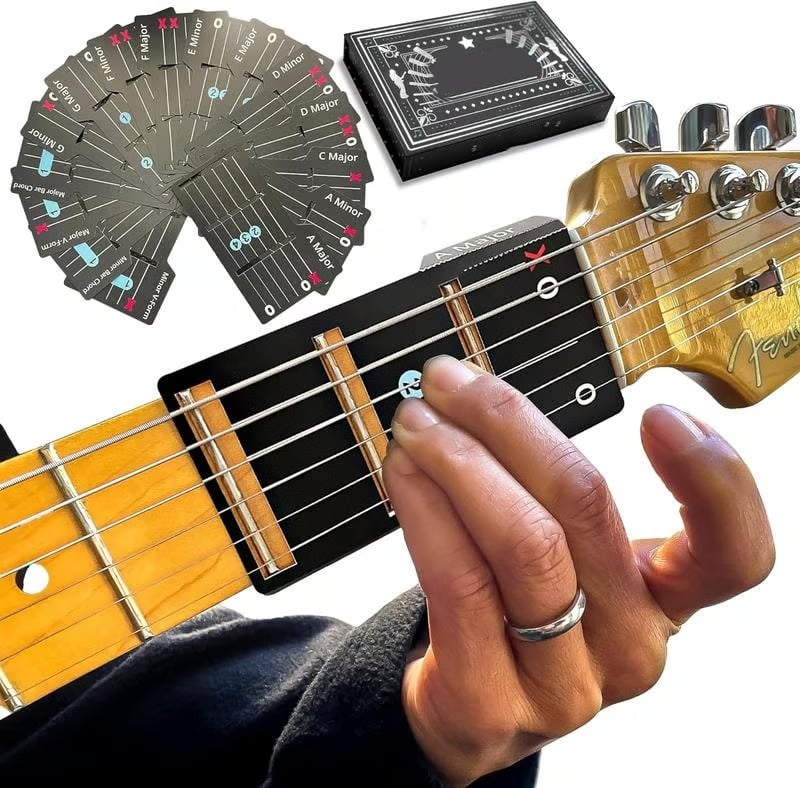 Guitar Chord Cards Universal Fretboard Overlay & Carrying Case