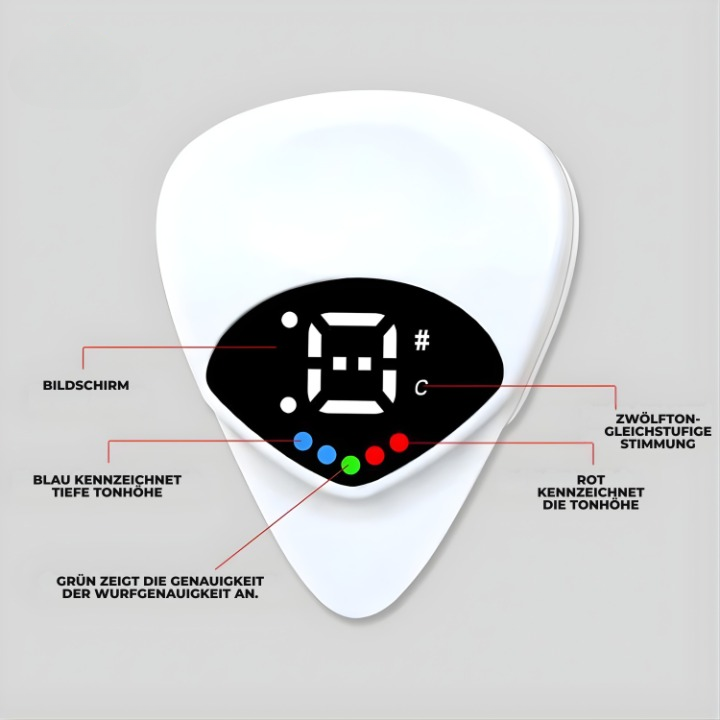 Guitar Pick Tuner Integrated LCD For Bass & Ukulele