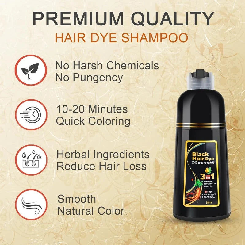 Hair Dye Shampoo 3-In-1 Gray Coverage & Nourishing Formula