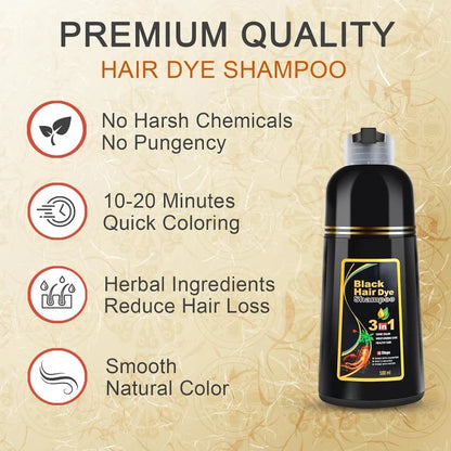 Hair Dye Shampoo 3-In-1 Gray Coverage & Nourishing Formula