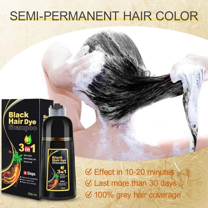 Hair Dye Shampoo 3-In-1 Gray Coverage & Nourishing Formula