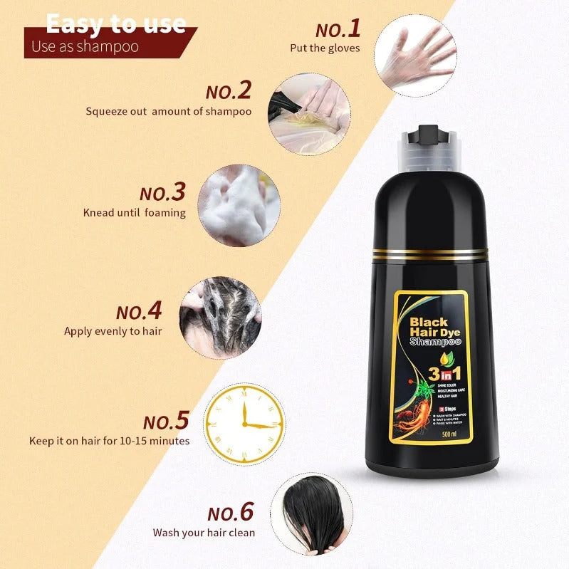 Hair Dye Shampoo 3-In-1 Gray Coverage & Nourishing Formula