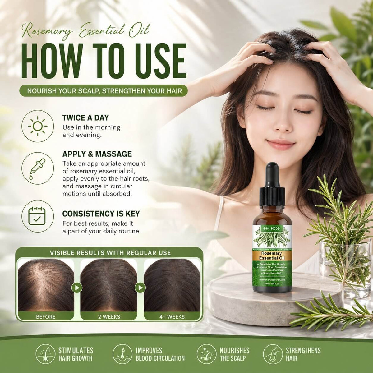 Hair Growth Oil Rosemary Lightweight Scalp-Nourishing