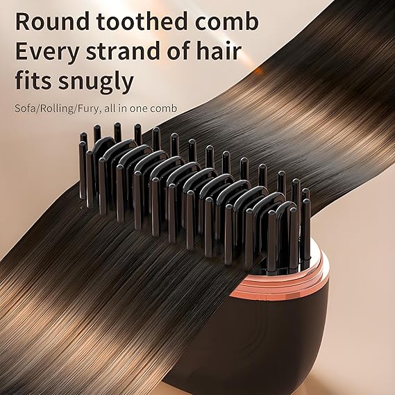 Hair Straightening Brush Cordless 3 Heat Settings USB-C Charging