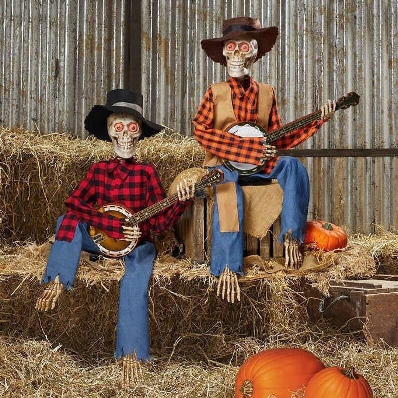 Halloween Decoration Animated Skeleton Duo Motion & Sound Activated