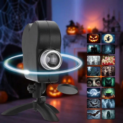 Halloween Projector 12 Animated Spooky Scenes Tripod & Screen
