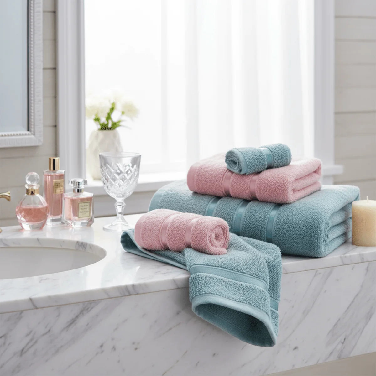 Hand & Face Towel Set 100% Cotton Quick-Drying Highly Absorbent