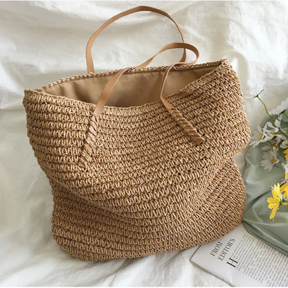 Handbag Braided Woven Spacious Interior & Shoulder Strap