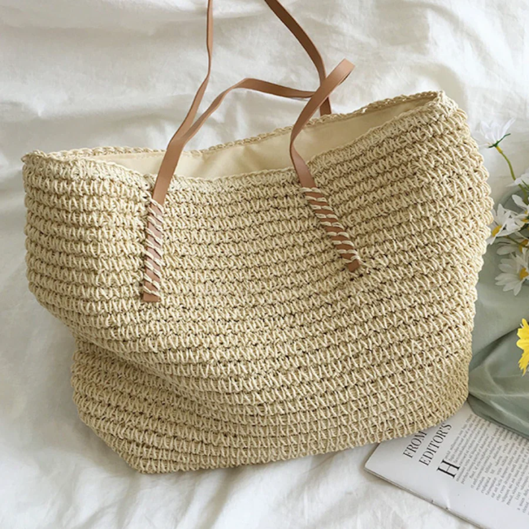 Handbag Braided Woven Spacious Interior & Shoulder Strap