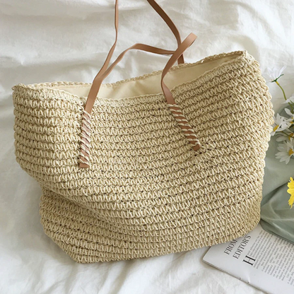 Handbag Braided Woven Spacious Interior & Shoulder Strap