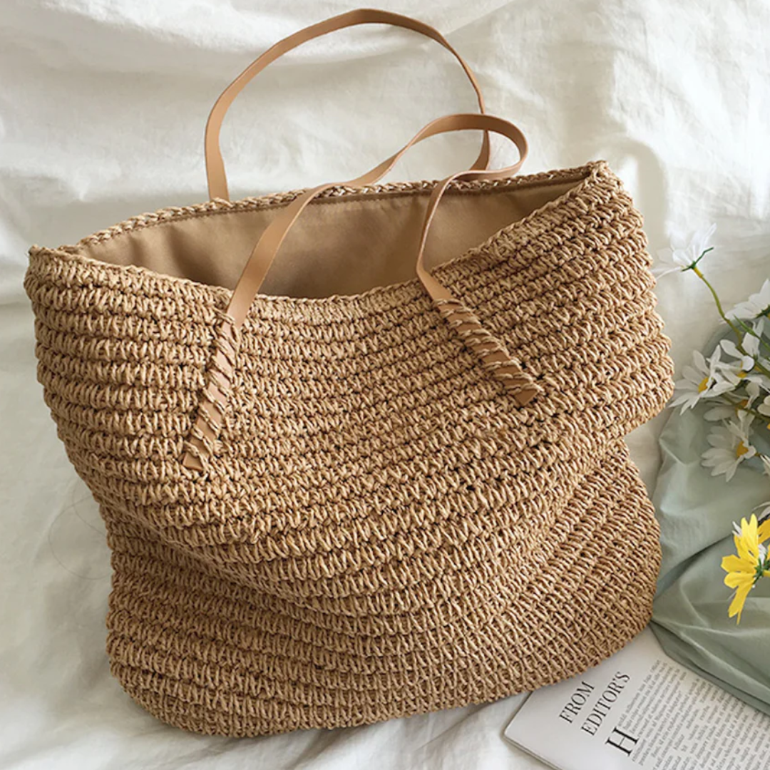 Handbag Braided Woven Spacious Interior & Shoulder Strap