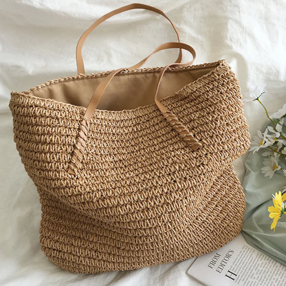 Handbag Braided Woven Spacious Interior & Shoulder Strap