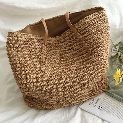 Handbag Braided Woven Spacious Interior & Shoulder Strap