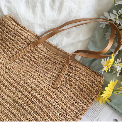 Handbag Braided Woven Spacious Interior & Shoulder Strap