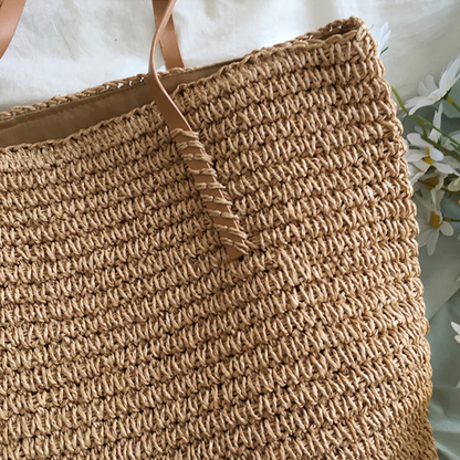 Handbag Braided Woven Spacious Interior & Shoulder Strap