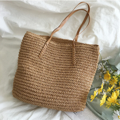Handbag Braided Woven Spacious Interior & Shoulder Strap