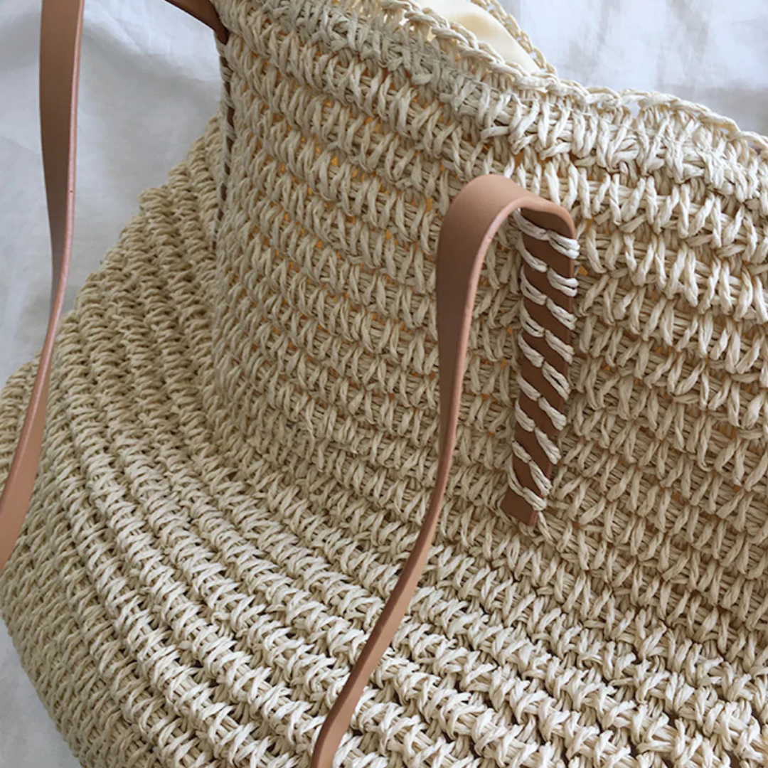 Handbag Braided Woven Spacious Interior & Shoulder Strap