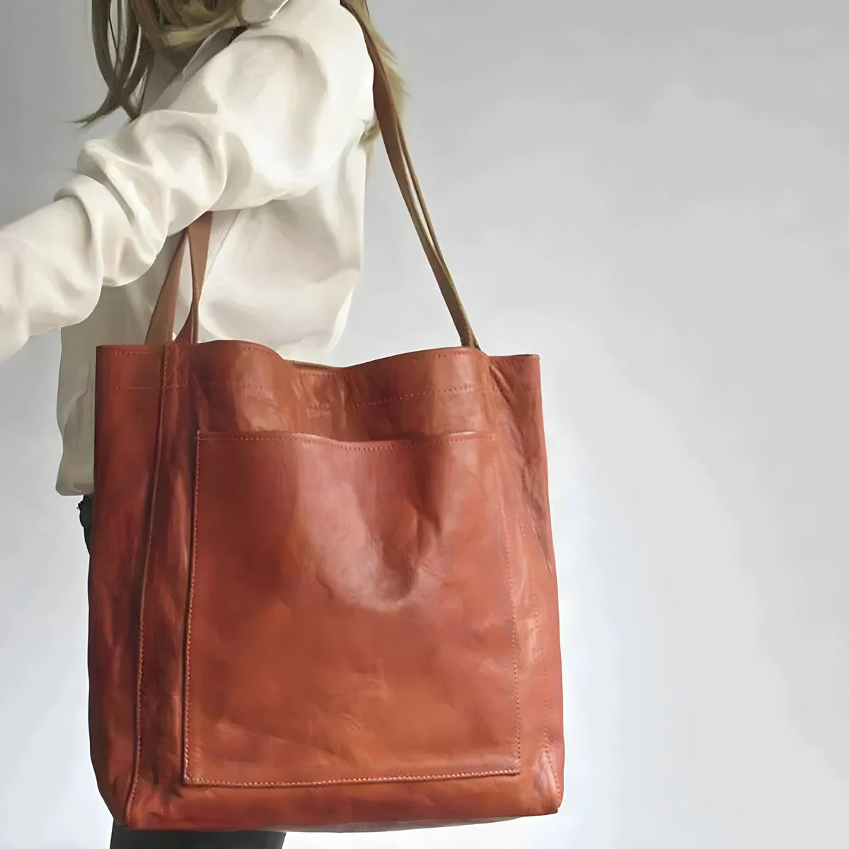 Handbag Faux Leather Fits Laptop & Double Shoulder Straps